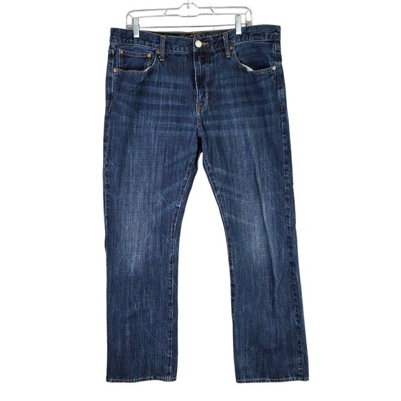 Mens American Eagle Original Boot Denim Blue Jeans Dark Wash 100% Cotton 36X34